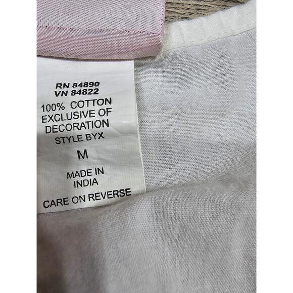 American Sweetheart Women's Tab Sleeve Blouse White Lace neckline - Picture 8 of 9